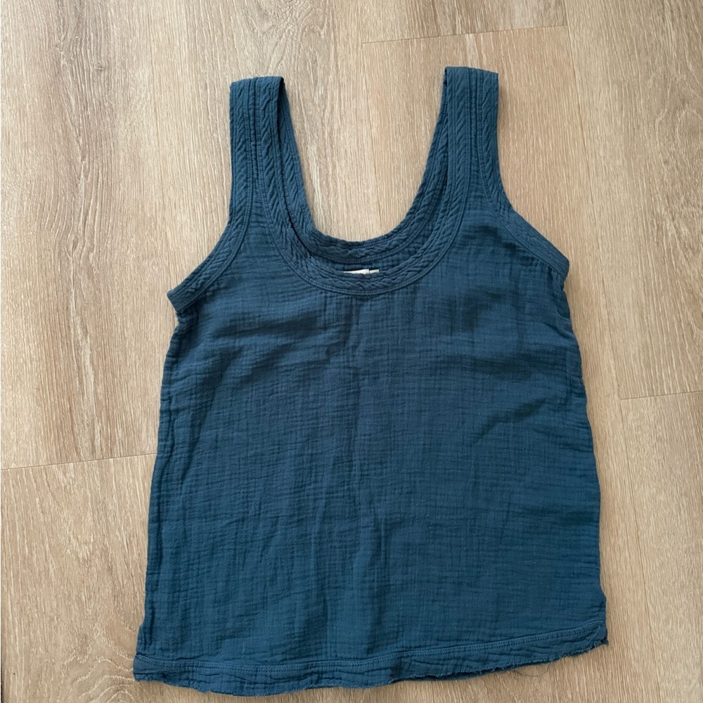 Faherty Topanga Cotton Gauze Tank in Stormy Seas